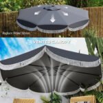 9FT Patio Umbrella, UPF 30+ Outdoor Market Umbrella with Crank, 8 Ribs, Push Button Tilt, Vented for Patio Deck Backyard Lawn - Image 6