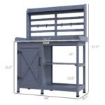 Wooden Potting Bench with Storage, Aluminum Tabletop for Backyard, Patio, Balcony, Gray - Image 3