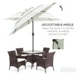 9FT 3 Tiers Patio Umbrella Outdoor Market Umbrella with Crank, Push Button Tilt for Deck, Backyard and Lawn - Image 4