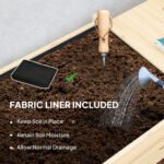 Wood Raised Planter Box, Elevated Garden Bed with Lockable Wheels, Side Tables, Bottom Shelf, Drain Holes, Natural - Image 6