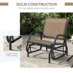 Outdoor Glider Chair, Steel Swing Chai with Curved Armrests for Porch, Garden, Poolside, Balcony, Brown - Image 5