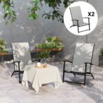Set of 2 Outdoor Dining Chairs with High Back, Armrests, Folding Patio Chairs for Patio, Lawn, Camping, Gray - Image 7