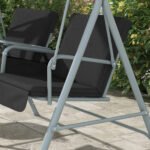 2-Seater Outdoor Porch Swing with Canopy and Table, Patio Swing Chair for Garden, Poolside, Backyard, Black - Image 8