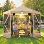 10 x 11 ft Pop Up Gazebo Screen Tent, Portable Instant Camping Canopy Screen House with Nettings, Carry Bag - Image 2
