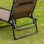 Folding Chaise Lounge Chair Outdoor, Sun Tanning Chair with Side Pocket, Carrying Strap, Portable Patio Beach Lounger with 5-Position Reclining Back, Headrest for Pool, Camping, Yard, Brown - Image 8