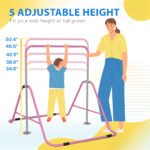 Folding Gymnastics Bar for Kids, Adjustable Height, Bubble Gum Pink - Image 4