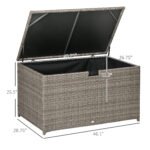 113 Gallon Outdoor Storage Box, Rattan Deck Box for Indoor, Patio Furniture Cushions, Pool Garden Tools, Gray - Image 3