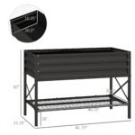 Galvanized Raised Garden Bed, Metal Planter Box with Legs, Storage Shelf and Bed Liner, Black - Image 3