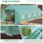 20' x 10' x 7' Outdoor Walk-in Greenhouse, Tunnel Green House with Roll-up Windows, Zippered Door, PE Cover, Heavy Duty Steel Frame, Green - Image 5