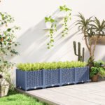 Plastic Raised Garden Bed, 5 x 1 x 1 ft Outdoor Flower Box with Drainage Holes for Vegetables, Herbs, Blue - Image 7