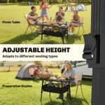 3ft Aluminum Small Folding Table, Portable Camping Table with Storage Bag, Carry Bag for Outdoor Picnic BBQ, Black - Image 4