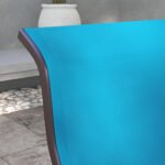 Gliding Lounger Chair, Single Rocker with Lightweight Metal & Mesh Construction, Blue - Image 8