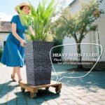 Tall Planters for Outdoor Plants Set of 3, 24 In Taper Planters with Drainage Holes, Rattan Decor Plant Pots for Indoor Outdoor Front Porch Patio Backyard, Gray - Image 4