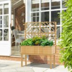 Elevated Wood Planter with Trellis for Climbing Plants, Raised Garden Bed with Legs and Drainage Holes, Natural Wood - Image 8