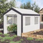10' x 7' x 7' Greenhouse, Walk-in Outdoor Tunnel Green House with PE Cover, Steel Frame, 2 Roll-Up Zipper Doors & 4 Windows for Flowers, Vegetables, Tropical Plants, White - Image 2