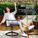 Patio Swivel Chairs Set of 2, High Back Patio Dining Chairs with All-Weather Mesh for Backyard, Lawn, Garden, Brown - Image 4