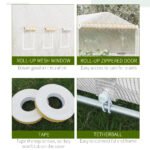 20' x 10' x 7' Walk-In Tunnel Greenhouse with Zippered Door & 8 Mesh Windows, Large Garden Green House Kit, Galvanized Steel Frame, White - Image 7