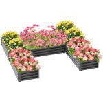 Steel Raised Garden Bed, Set of 5 Large Box Planters for Outdoor Plants Vegetables Flowers Herbs, 8x8x1ft, Gray