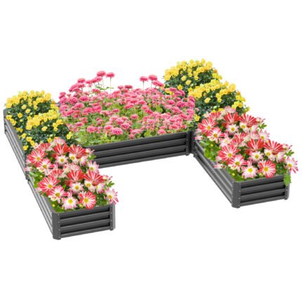 Steel Raised Garden Bed with Set of 5 Box Planters