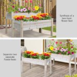 Two-Tier Wooden Elevated Garden Bed with Legs, Large Capacity 45x45 Outdoor Planter for Vegetables, Flowers, and Herbs, Ideal for Gardeners, Natural - Image 8