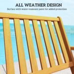 2-Person Foldable Wood Outdoor Bench with Backrest and Armrests for Garden, Porch, Park, Balcony, Teak - Image 6