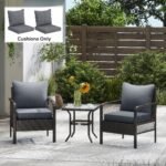Patio Chair Cushions Set of 2 with Seat & Backrest, Fade Resistant Seat Replacement Cushion Set, Gray - Image 2