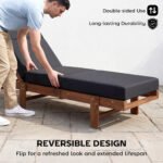 Chaise Lounge Cushion, 4" Thick Outdoor Lounge Chair Cushion with Ties for Patio, 21" x 72 ", Gray - Image 7