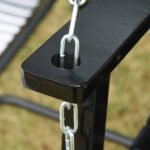 2-Seater Hanging Porch Swing Outdoor Patio Swing Chair Seat with Slatted Build and Chains, 440lbs Weight Capacity, Black - Image 8