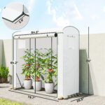 Mini Greenhouse, Portable Greenhouse with Roll-Up Door and 2 Mesh Windows, PE Cover, 78.7" x 29.5" x 74", White - Image 3