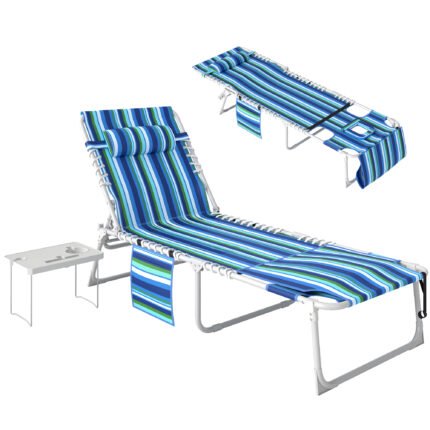Tanning Chair with Face Hole and Side Table