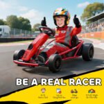24V Electric Go Kart for Kids, Drift Ride-On Racing Go Kart with 2 Speeds, for Boys Girls Aged 8-12 Years Old - Image 4