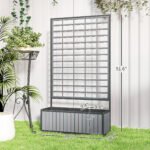 Wooden Raised Garden Bed with Trellis, Removable Pots, for Backyard, Patio, Balcony, 29" x 11" x 52", Gray - Image 3