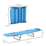 Folding Chaise Lounge Chair, Pool Sun Tanning Chair, Outdoor Lounge Chair with Reclining Back, Breathable Mesh Seat, Headrest for Beach, Yard, Patio, Blue - Image 3