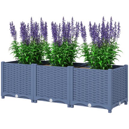 Plastic Raised Garden Bed with 4 x 1 x 1 ft Outdoor Flower Box