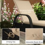 Foldable Chaise Lounge Cushion Set of 2, Outdoor Lounge Chair Cushion Set, UPF50+ 200gsm Fabric, 76" x 23", Beige - Image 6