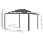 10' x 12' Hardtop Gazebo with Curtains and Netting, Gazebo Canopy with Aluminum Frame and Hooks - Image 3