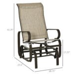 Gliding Lounger Chair, Single Rocker with Lightweight Metal & Mesh Construction, Tan - Image 3