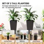 23 Inch Tall Planters for Outdoor Plants, Set of 2 Plastic Flower Pots, for Front Door Patio Garden Use, Black - Image 4