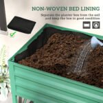 Galvanized Raised Garden Bed, Metal Planter Box with Legs, Storage Shelf and Bed Liner, Green - Image 7