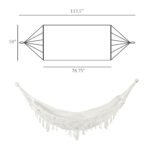 Extra Large Boho Hammock with Macrame Tassel Fringe, Includes Carrying Bag, Indoor Outdoor Tree Hammock, White - Image 3