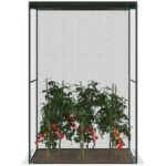 Walk-in Crop Cage, Plant Protectors from Animals with Roll Up Zippered Door, 3.9' x 3.9' x 5.9', Dark Green - Image 8
