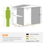 8 x 4ft Outdoor Garden Shed, Metal Shed with Air Vents and Lock for Backyard, Garden, Patio, Warm Gray - Image 3