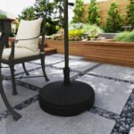 Round Patio Umbrella Base Holder, Heavy Duty Outdoor Umbrella Stand Base, Filled Up to 62lbs with Sand or 51lbs with Water for Garden, Poolside - Image 8