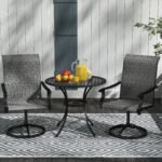 Patio Swivel Chairs Set of 2, High Back Patio Dining Chairs with All-Weather Mesh for Backyard, Lawn, Garden, Gray - Image 7