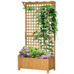 Wood Planter with Trellis for Vine Climbing, Raised Garden Bed, Privacy Screen for Backyard, Patio, Yellow