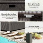Outdoor Towel Rack for Pool w/ Drawer & Cabinet, Dark Brown - Image 6