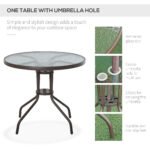 6 Piece Patio Dining Set for 4 with Umbrella, Outdoor Table and Chairs with 4 Folding Dining Chairs & Round Glass Table for Garden, Backyard and Poolside, Beige - Image 6