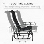 Outdoor Patio Sling Fabric Swing Glider Rocker Chair with Smooth Rocking Arms, Black - Image 4