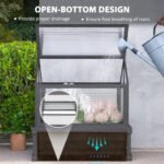 Raised Garden Flower Bed Kit with Greenhouse, Wooden Cold Frame Planter, 35.5" x 31.5" x 36", Gray - Image 5