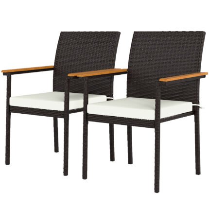 Stackable Patio Wicker Dining Chair Set of 2